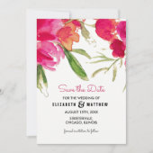 Save The Date. Fuchsia Floral Wedding Foto Card Einladung (Vorderseite)