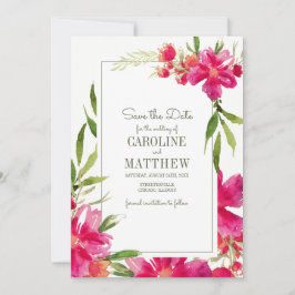 Save The Date. Fuchsia Green Floral Wedding Card Einladung