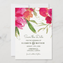 Save The Date. Fuchsia Green Floral Wedding Einladung