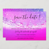 Save the Date Fuchsia Pink Crystals Ocean Waves (Vorne/Hinten)