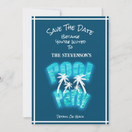 Save the Date Fun Pool Party Geburtstag blau