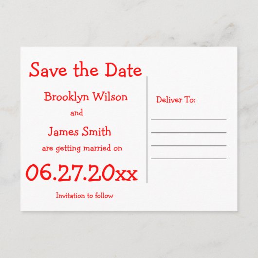 Save the Date Funny Postcards Ankündigungspostkarte (Rückseite)