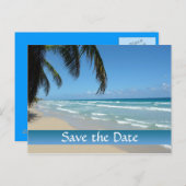 Save the Date für Beach Wedding Ankündigungspostkarte (Vorne/Hinten)