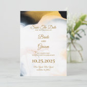 Save the Date für braune und goldene Wasserfarben Einladung (Stehend Vorderseite)