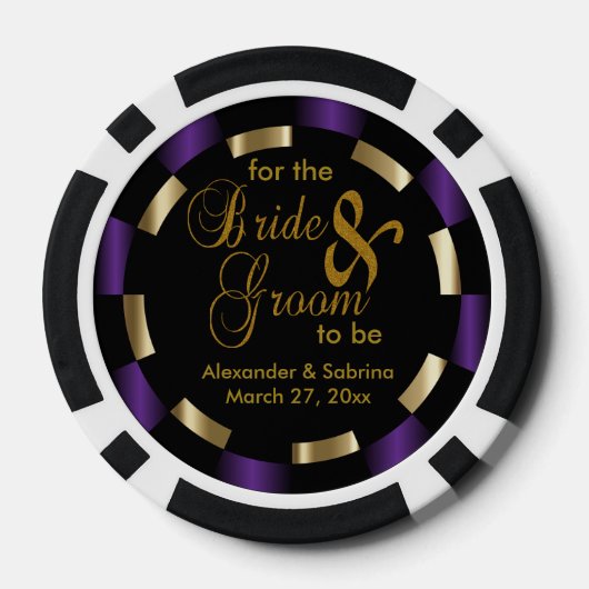 Save the Date für Braut und Bräuche - Lila Pokerchips (Rückseite)