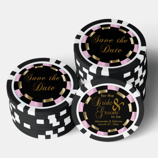 Save the Date für Braut und Bräutigam - Rosa Pokerchips (Stapel)
