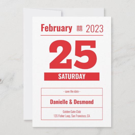 Save the Date für chinesische amerikanische Hochze Einladung (Vorderseite)