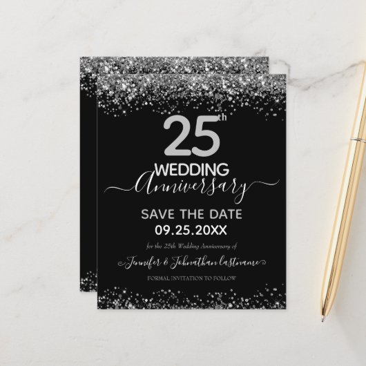 Save the Date für das 25. Jahrestag der Hochzeit (Vorderseite/Rückseite Beispiel)
