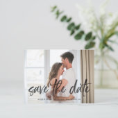 Save the Date für das Foto "Brush Script" Ankündigungspostkarte (Stehend Vorderseite)