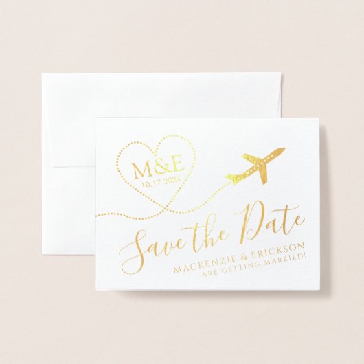 Save the Date für das Reisemagazin-Monogramm-Logo Folienkarte (Vorderseite mit Umschlag)