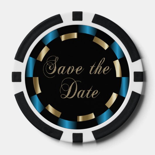 Save the Date für die Braut und den Bräutigam - Bl Pokerchips (Vorderseite)