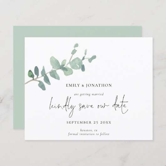 Save the Date für die grüne Eukalyptus (Vorne/Hinten)