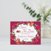 Save the Date für die hübsche Rose Ankündigungspostkarte (Stehend Vorderseite)