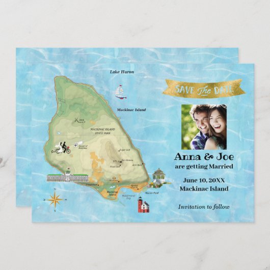 Save the Date für die Insel Mackinac (Vorne/Hinten)