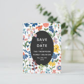 Save the Date für die Wiedersehen von Whimsical-Bl Einladungspostkarte (Stehend Vorderseite)