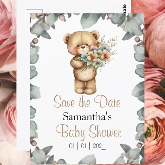 Save the Date für eine Beary Niedlich Baby Dusche Einladung