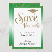 Save the Date für eine Graduierungspartei Gold auf Einladung (Vorne/Hinten)