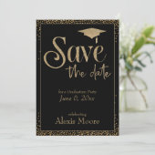 Save the Date für eine Graduierungsparty Gold auf Einladung (Stehend Vorderseite)