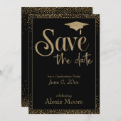 Save the Date für eine Graduierungsparty Gold auf  Einladung (Vorne/Hinten)