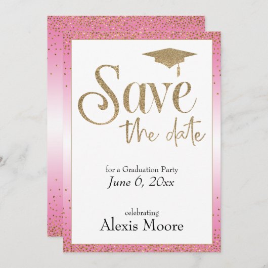 Save the Date für eine Graduierungsparty Gold & Pi Einladung (Vorne/Hinten)