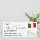 Save the Date für eine Hochzeit in Rom, Italien Einladung (Stehend Vorderseite)