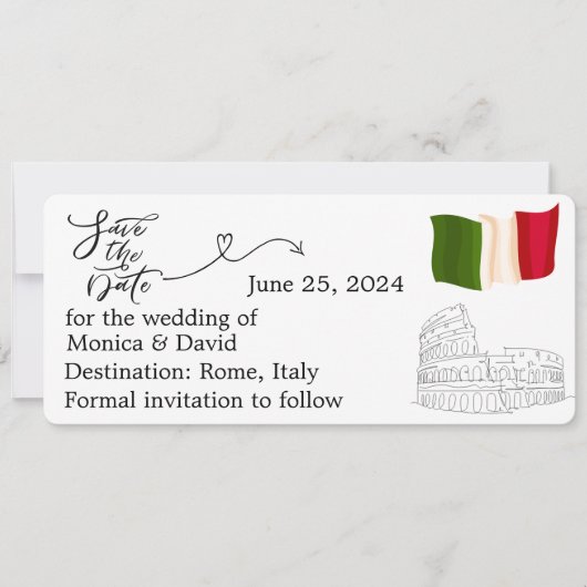 Save the Date für eine Hochzeit in Rom, Italien Einladung (Vorderseite)