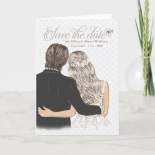 Save the Date für eine Hochzeit Taupe Bridge und G Karte
