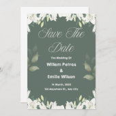 Save the Date für eine Olive Green Wedding Einladung (Vorne/Hinten)