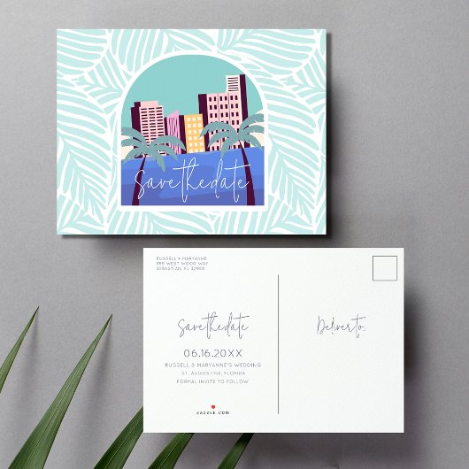 Save the Date für einfache Hochzeiten am Strand Ankündigungspostkarte