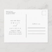 Save the Date für einfache Hochzeiten am Strand Ankündigungspostkarte (Rückseite)