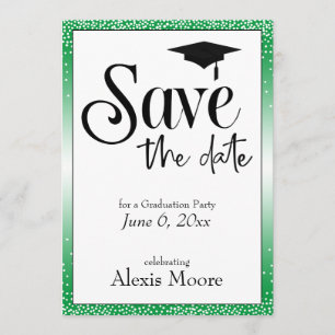 Save the Date für Graduation Party Black on Green Einladung