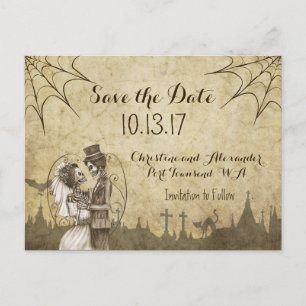 Save the Date für Halloween-Hochzeit mit den Ankündigungspostkarte