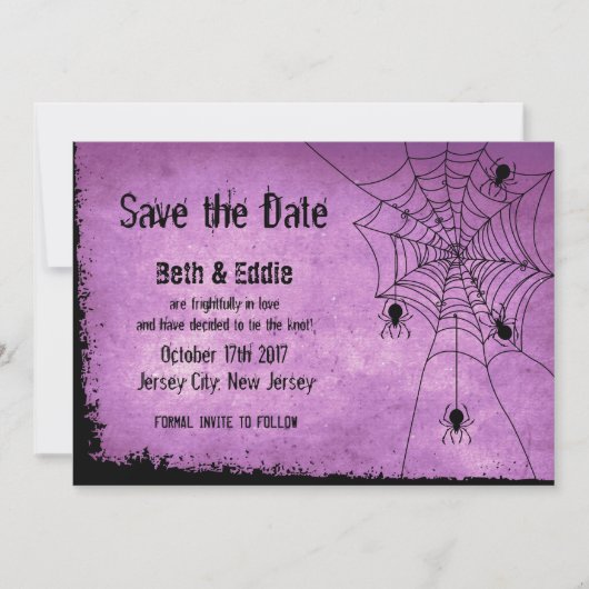Save the Date für Halloween Hochzeit mit Spiders (Vorderseite)