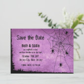 Save the Date für Halloween Hochzeit mit Spiders (Stehend Vorderseite)
