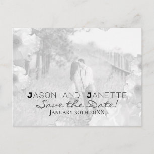 "Save the Date" für Hochzeit + Blk/Wht-Foto Postkarte