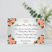 Save the Date für Hochzeiten, Hibiskus Einladung (Stehend Vorderseite)