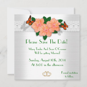 Save the Date für Hochzeiten, Hibiskus Einladung