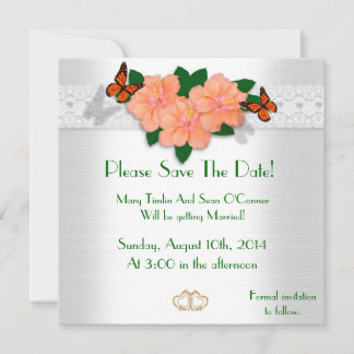 Save the Date für Hochzeiten, Hibiskus Einladung