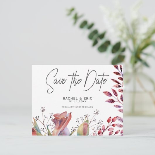 Save the Date für Rosa Blütenfarben Einladung (Stehend Vorderseite)