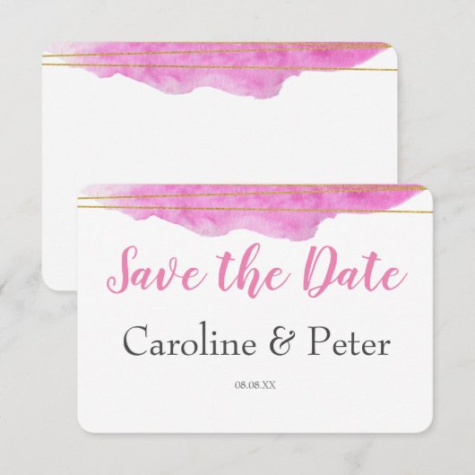 Save the Date für Rosa und Gold (Vorne/Hinten)