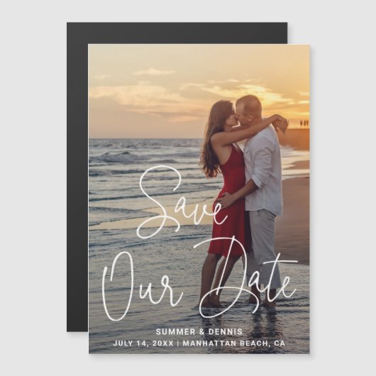 Save the Date für unser Date Elegante Script-Foto  Magneteinladung (Vorne/Hinten)