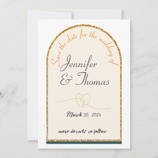 Save the Date für unsere Hochzeit/Goldkante Einladung (Vorderseite)