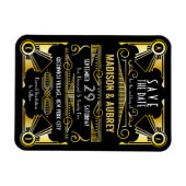 Save the Date Gatsby Wedding Art Deco Gold Black Magnet (Horizontal)