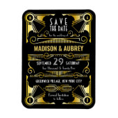 Save the Date Gatsby Wedding Art Deco Gold Black Magnet (Vertikal)