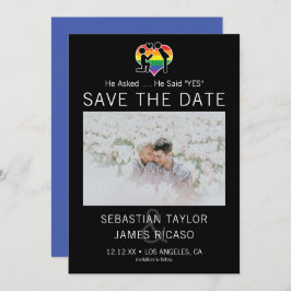 Save the Date Gay He sagte Ja Personalisiert Foto Ankündigung