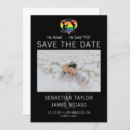 Save the Date Gay He sagte Ja Personalisiert Foto Ankündigung