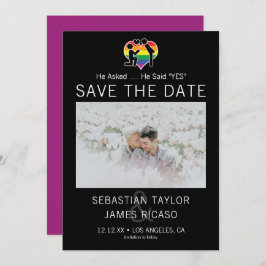 Save the Date Gay He sagte Ja Personalisiert Foto Ankündigung