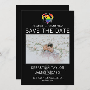 Save the Date Gay He sagte Ja Personalisiert Foto Ankündigung