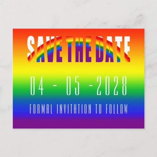Save the Date Gay Wedding LGBT Gay Pride Party Postkarte (Vorderseite)