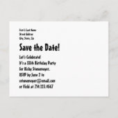 Save the Date Geburtstag BLANK FRONT A01 Ankündigungspostkarte (Rückseite)